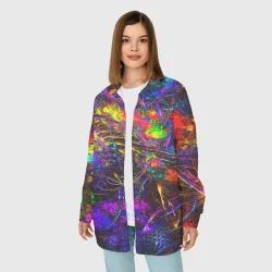 Женская рубашка oversize 3D Неоновые краски - фото 2