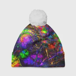 Шапка 3D c помпоном Неоновые краски