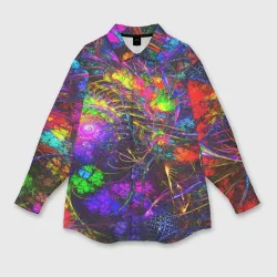 Женская рубашка oversize 3D Неоновые краски