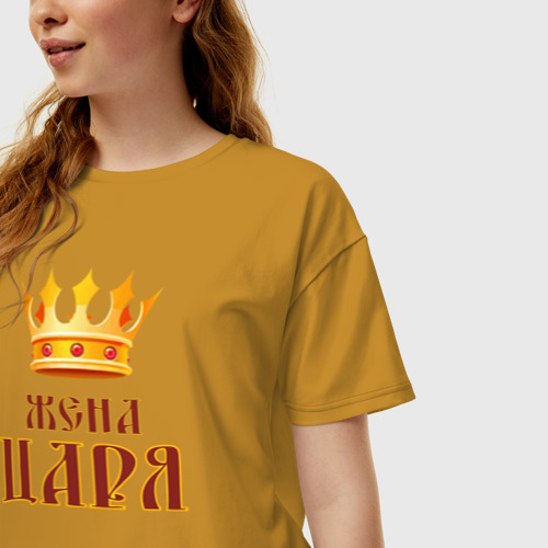 Женская футболка хлопок Oversize Жена Царя, цвет горчичный - фото 3
