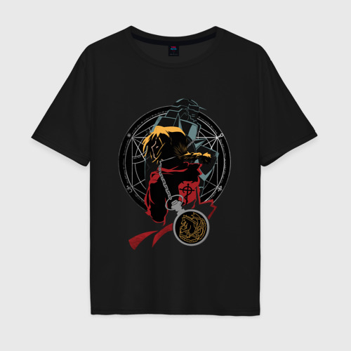 Мужская футболка хлопок Oversize с принтом Стальной алхимик Fullmetal Alchemist, вид спереди #2