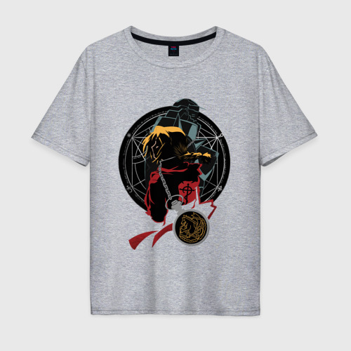 Мужская футболка хлопок Oversize Стальной алхимик Fullmetal Alchemist, цвет меланж