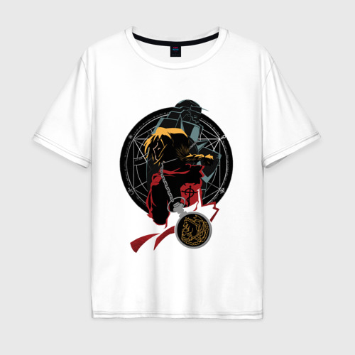 Мужская футболка оверсайз из хлопка с принтом Стальной алхимик Fullmetal Alchemist, вид спереди №1