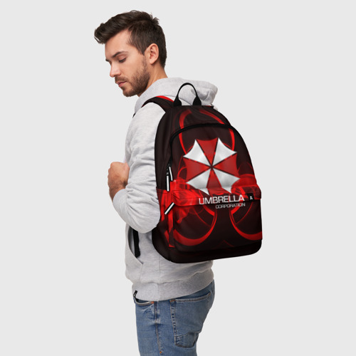 Рюкзак 3D с принтом Umbrella Corp, фото на моделе #1