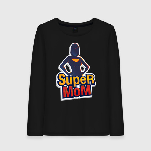 Женский лонгслив хлопок Super Mom, цвет черный