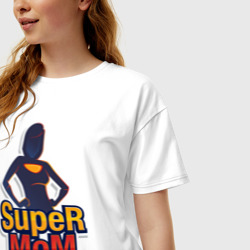 Женская футболка хлопок Oversize Super Mom - фото 2