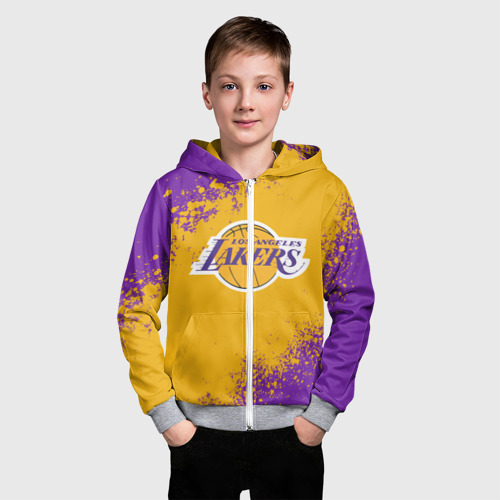 Детская толстовка 3D на молнии LA Lakers Kobe Bryant, цвет меланж - фото 3