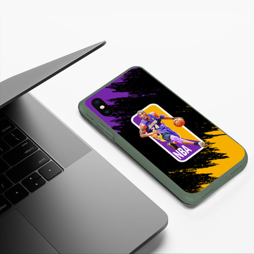 Чехол для iPhone XS Max матовый LA Kobe B, цвет темно-зеленый - фото 5