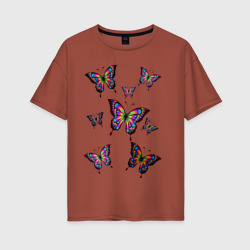 Женская футболка хлопок Oversize Бабочки