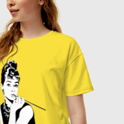 Женская футболка хлопок Oversize Одри Хепбернхлопок - фото 2