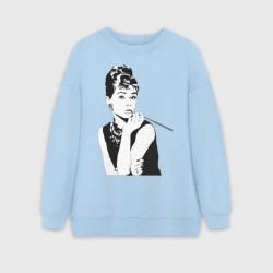 Женский свитшот oversize без начеса хлопок Одри Хепбернхлопок