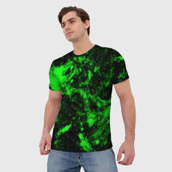 Мужская футболка 3D Зелёная краска - фото 2