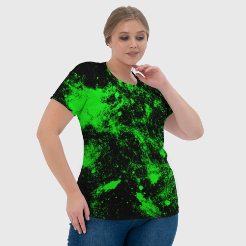 Женская футболка 3D Зелёная краска, цвет 3D печать - фото 6