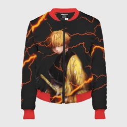 Женский бомбер 3D Kimetsu no Yaiba оранжевые молнии