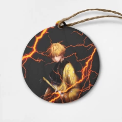 Деревянная игрушка круг Kimetsu no Yaiba оранжевые молнии