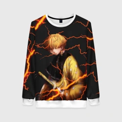 Женский свитшот 3D Kimetsu no Yaiba оранжевые молнии