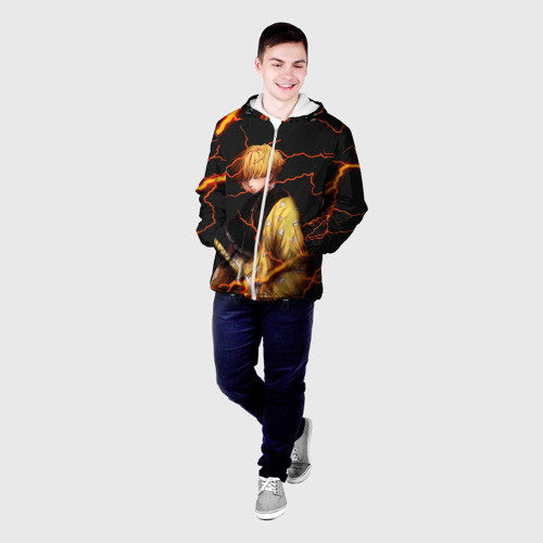 Мужская куртка 3D Kimetsu no Yaiba оранжевые молнии, цвет 3D печать - фото 3