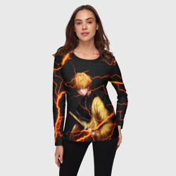 Женский лонгслив 3D Kimetsu no Yaiba оранжевые молнии - фото 2