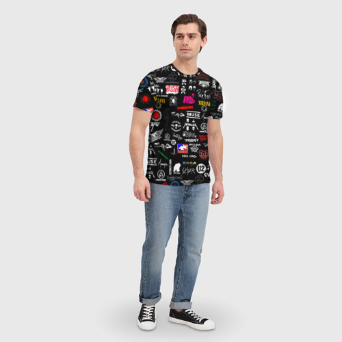 Мужская футболка 3D Логотипы рок групп pattern, цвет 3D печать - фото 5