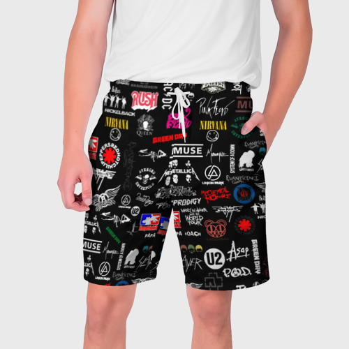 Мужские шорты 3D Логотипы рок групп pattern, цвет 3D печать