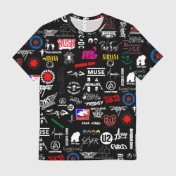 Мужская футболка 3D Логотипы рок групп pattern