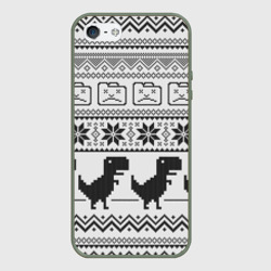 Чехол для iPhone 5/5S матовый Свитер с T-rex'ами