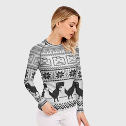 Женский рашгард 3D Свитер с T-rex'ами - фото 2