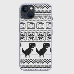 Чехол для iPhone 14 Свитер с T-rex'ами