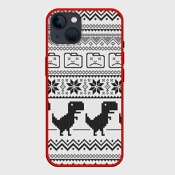 Чехол для iPhone 14 Свитер с T-rex'ами
