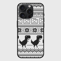Чехол силиконовый для Apple iPhone 15 Pro матовый Свитер с T-rex'ами