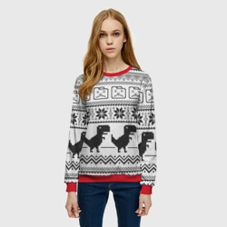 Женский свитшот 3D Свитер с T-rex'ами - фото 2