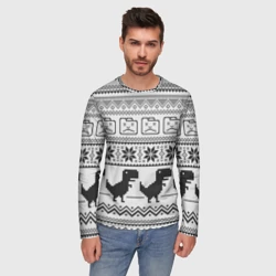 Мужской лонгслив 3D Свитер с T-rex'ами - фото 2