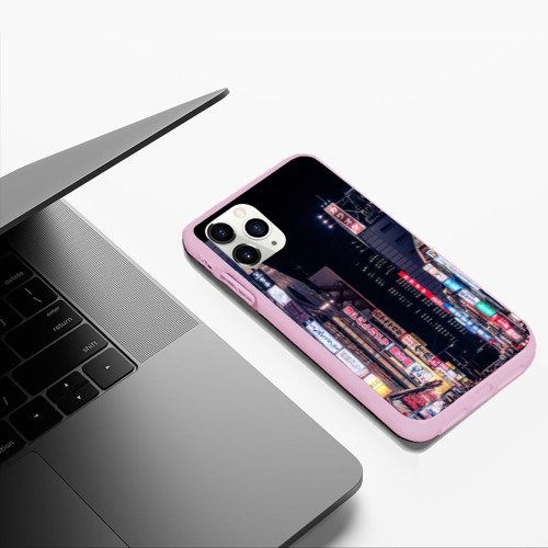 Чехол для iPhone 11 Pro Max матовый Ночной Токио, цвет розовый - фото 5