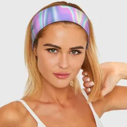Повязка на голову 3D Vaporwave волны голографические текстура переливается - фото 2