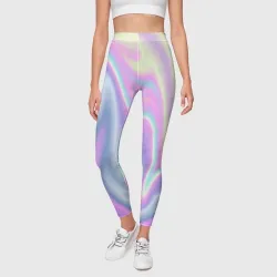 Леггинсы 3D Vaporwave волны голографические текстура переливается - фото 2