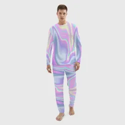 Мужской костюм для дома 3D Vaporwave волны голографические текстура переливается - фото 2