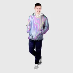 Мужская куртка 3D Vaporwave волны голографические текстура переливается - фото 2