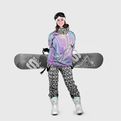 Накидка на куртку 3D Vaporwave волны голографические текстура переливается - фото 2