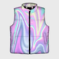 Мужской жилет утепленный 3D Vaporwave волны голографические текстура переливается
