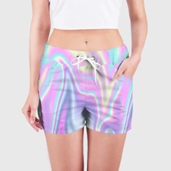 Женские шорты 3D Vaporwave волны голографические текстура переливается - фото 2