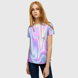 Женская футболка 3D Vaporwave волны голографические текстура переливается - фото 2