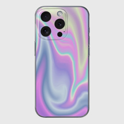Чехол для iPhone 15 Pro Max силиконовый с защитой камеры Vaporwave волны голографические текстура переливается