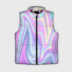 Женский жилет утепленный 3D Vaporwave волны голографические текстура переливается