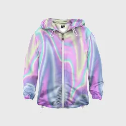 Детская ветровка 3D Vaporwave волны голографические текстура переливается