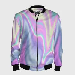 Мужской бомбер 3D Vaporwave волны голографические текстура переливается