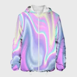 Мужская куртка 3D Vaporwave волны голографические текстура переливается