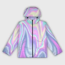 Женская ветровка 3D Vaporwave волны голографические текстура переливается