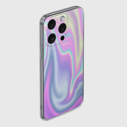 Чехол для iPhone 15 Pro Max силиконовый с защитой камеры Vaporwave волны голографические текстура переливается - фото 2