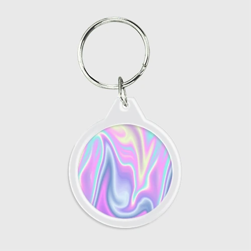 Брелок круглый Vaporwave волны голографические текстура переливается