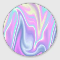Круглый коврик для мышки Vaporwave волны голографические текстура переливается
